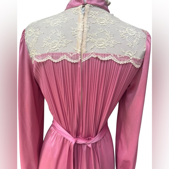 1970s does Victorian Era High Neck w/Lace Detailing, Accordion Pleats Prairie St - Picture 7 of 8